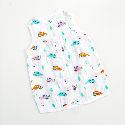 Muslin Button Frock 0-6M – Cars