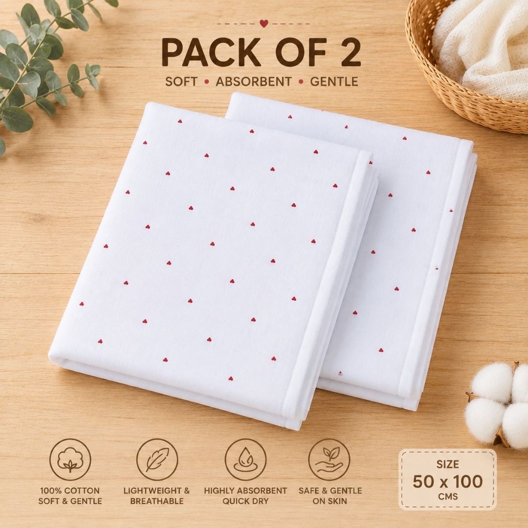 Pack of 2 Muslin Crinkled Bath towel 50*100 cms – Hearts