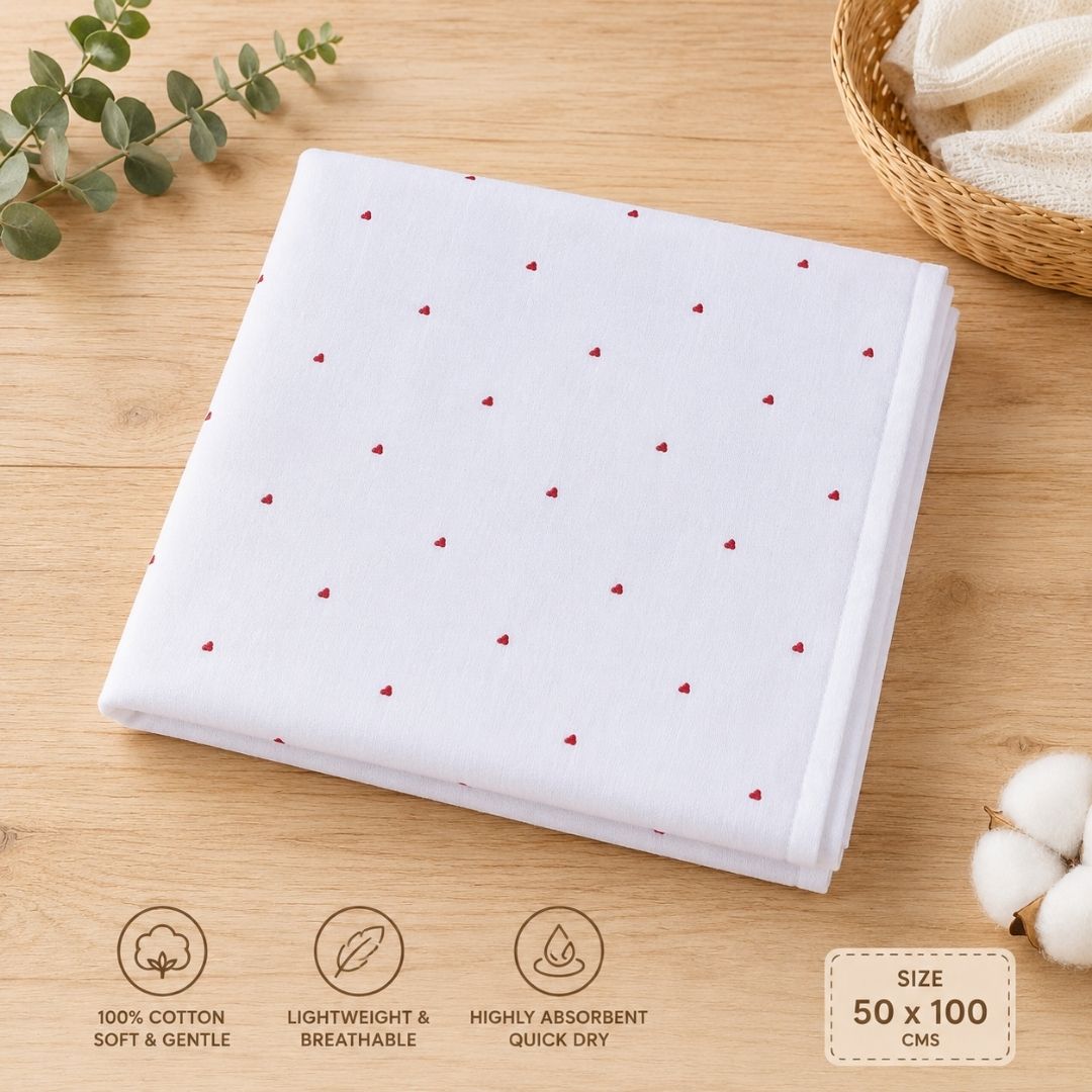 Muslin Crinkled Bath towel 50*100 cms – Hearts