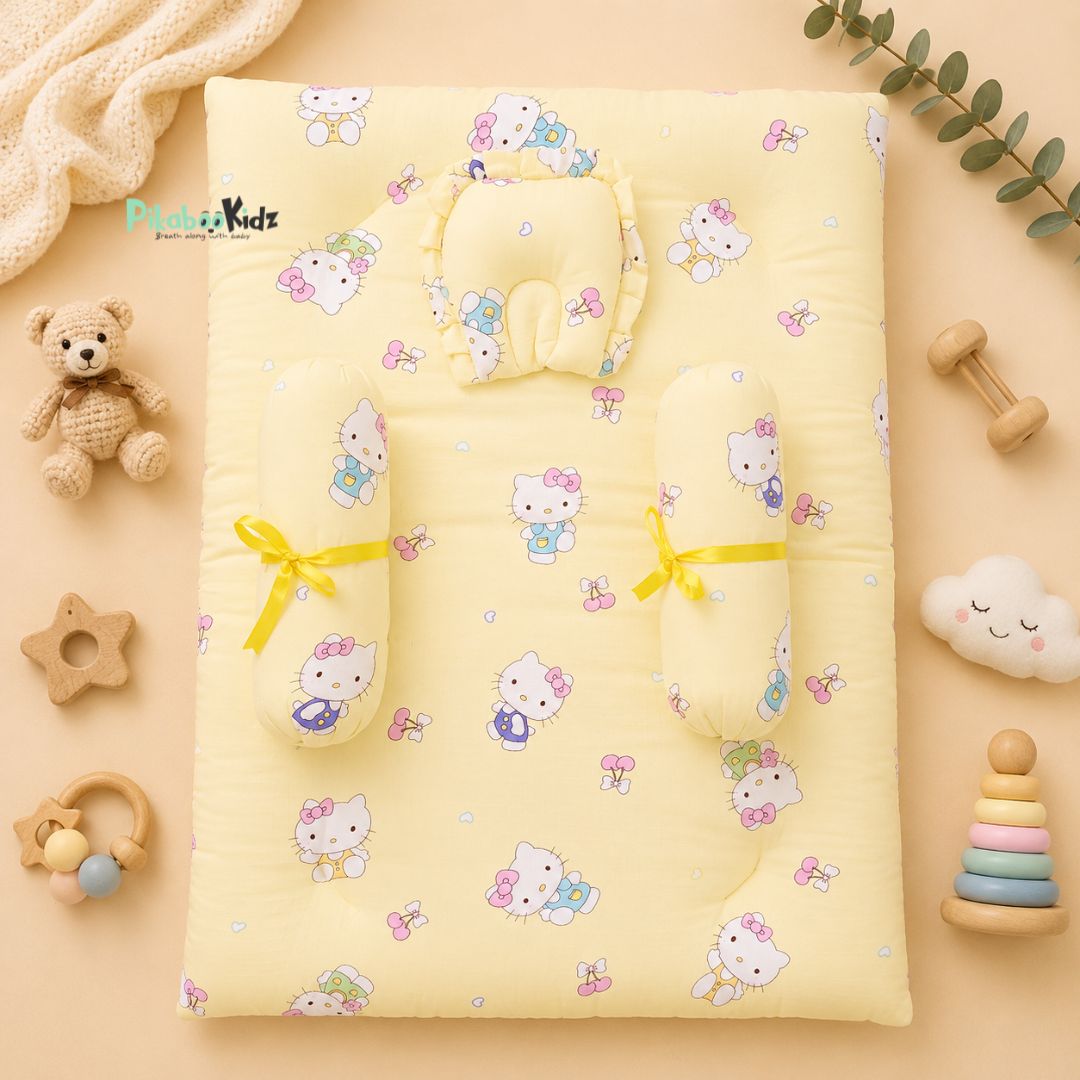 Muslin bed with Bolsters and pillow