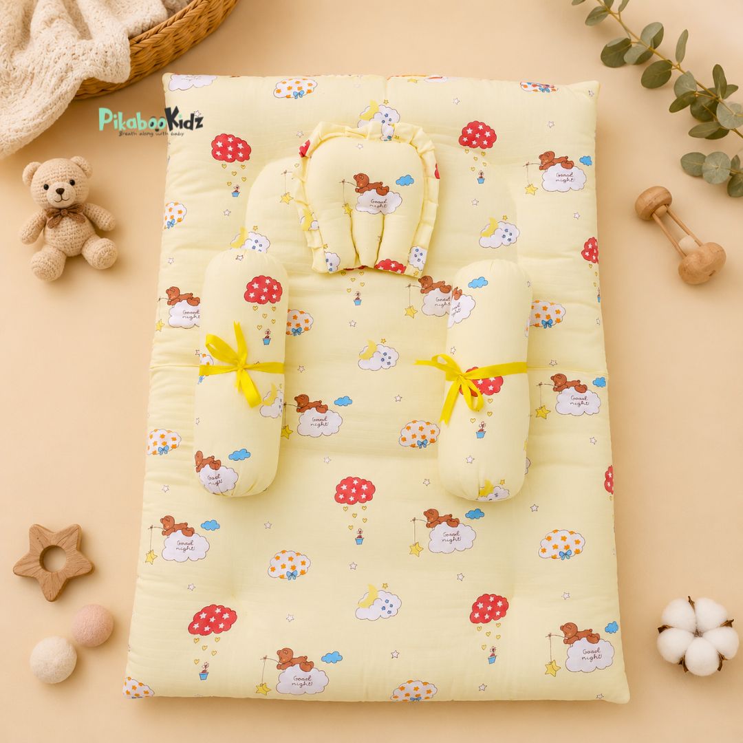Muslin bed with Bolsters and pillow