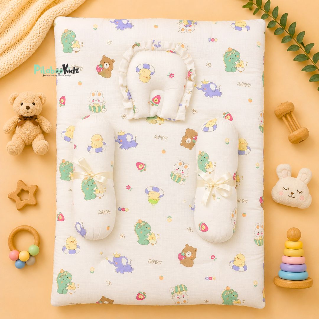 Muslin bed with Bolsters and pillow