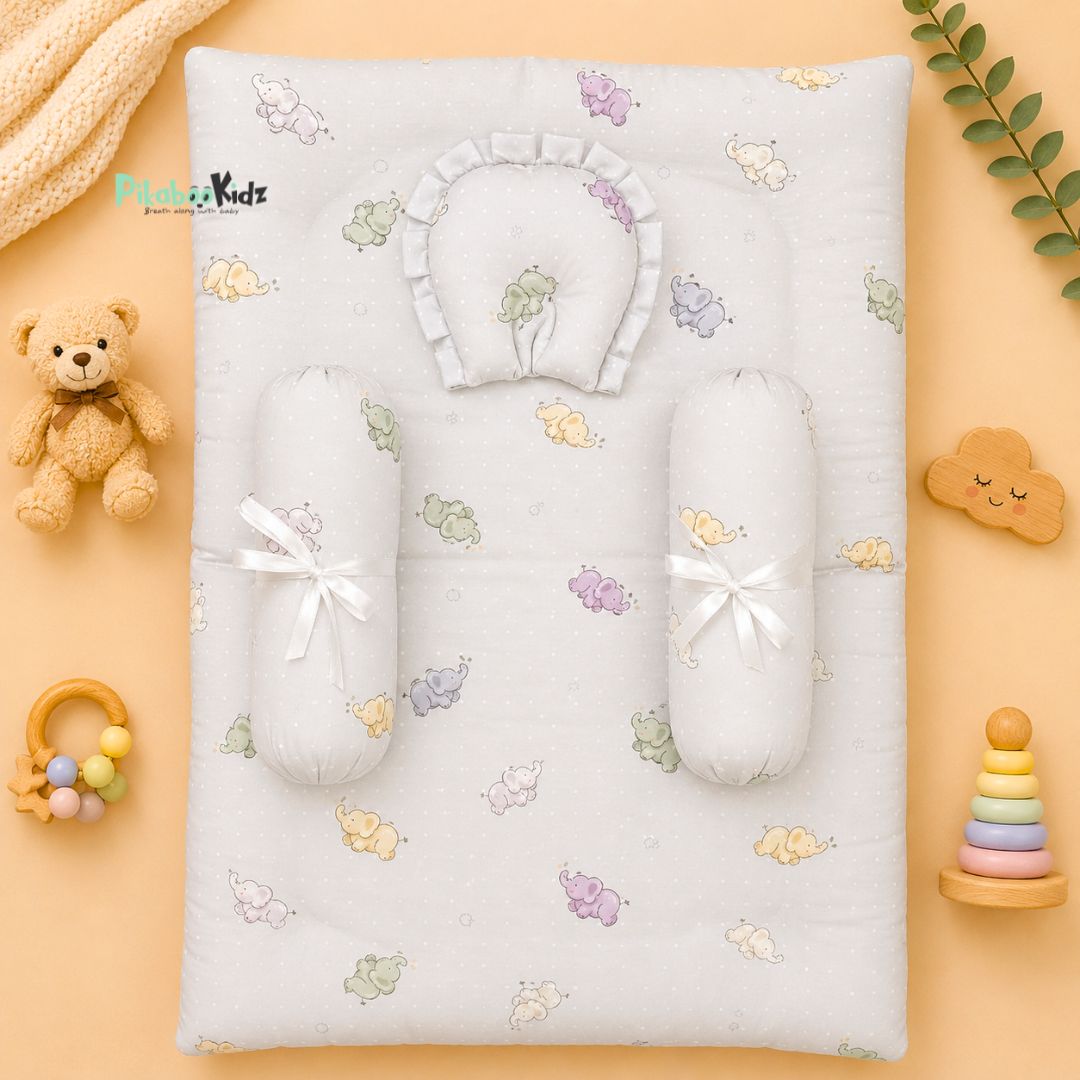 Muslin bed with Bolsters and pillow