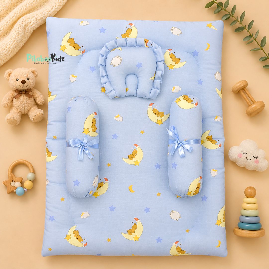 Muslin bed with Bolsters and pillow