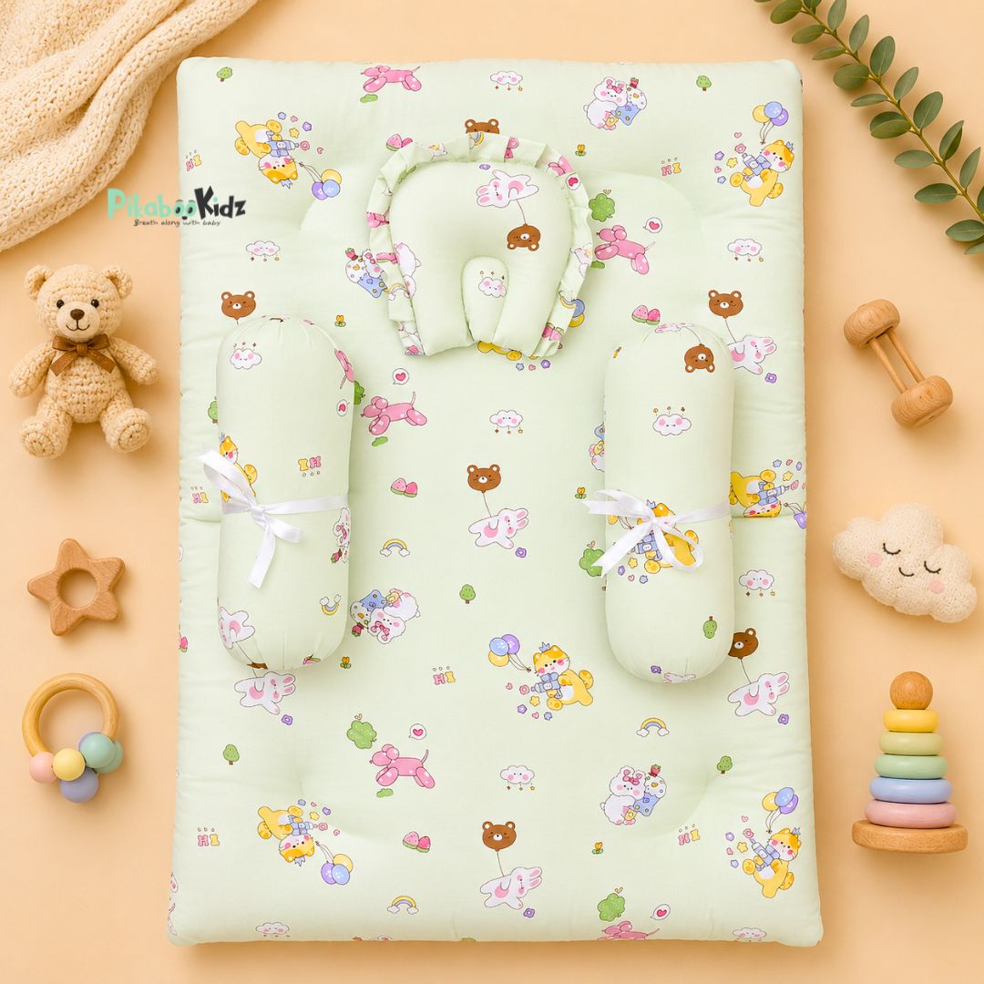 Muslin bed with Bolsters and pillow