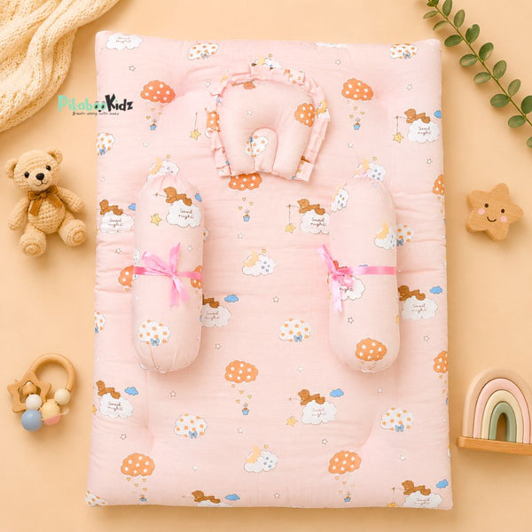 Muslin bed with Bolsters and pillow