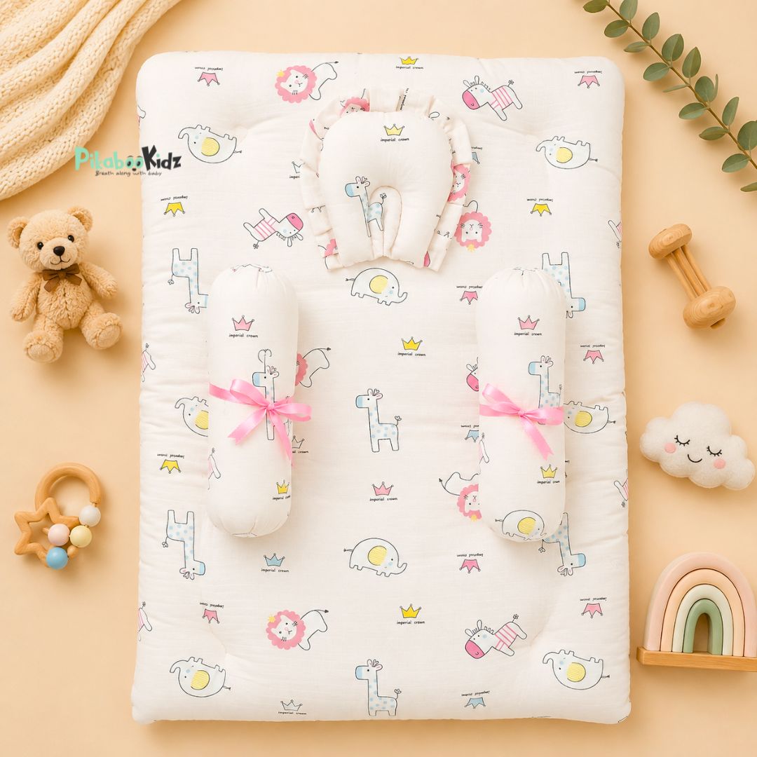 Muslin bed with Bolsters and pillow