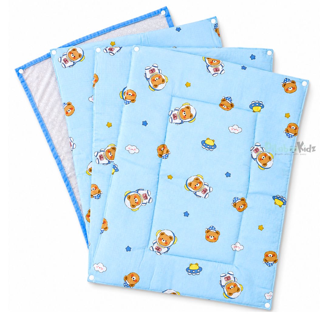 3 in 1 Reusable Muslin Diaper Mat - Space teddy