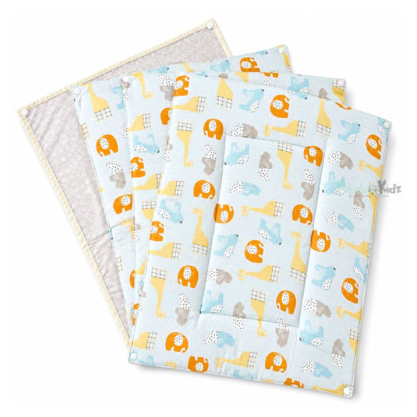 3 in 1 Reusable Muslin Diaper Mat - Beige Animals