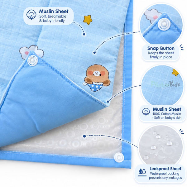 3 in 1 Reusable Muslin Diaper Mat - Space teddy - alt view