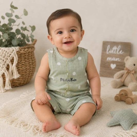 Muslin Jabla & Shorts Set - Pastel green