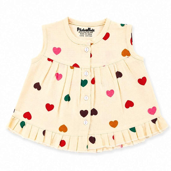 Muslin Button frock 0-6M - Hearts