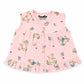 Muslin Button frock 0-6M - Pink paradise bunny