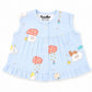 Muslin Button frock 0-6M - Blue teddy