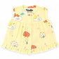 Muslin Button frock 0-6M - Yellow teddy