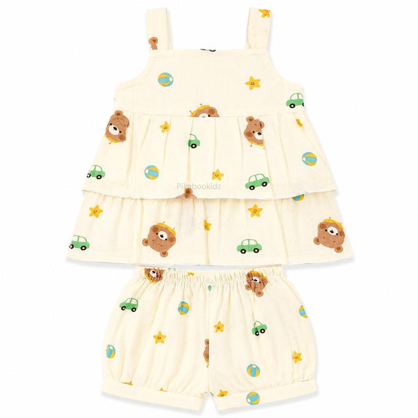 Muslin babygirl coords - Yellow teddy - alt view