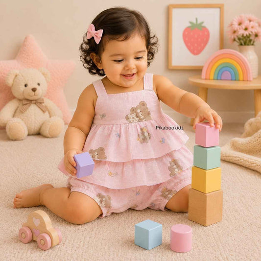Muslin babygirl coords - Pink teddy