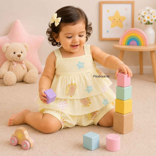 Muslin babygirl coords - Yellow teddy