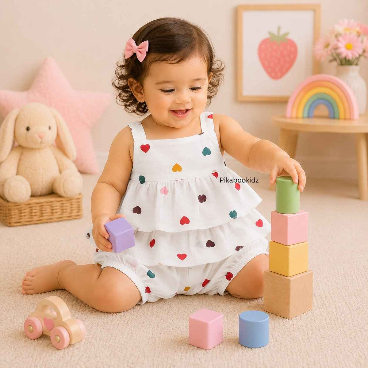 Muslin babygirl coords - Hearts white