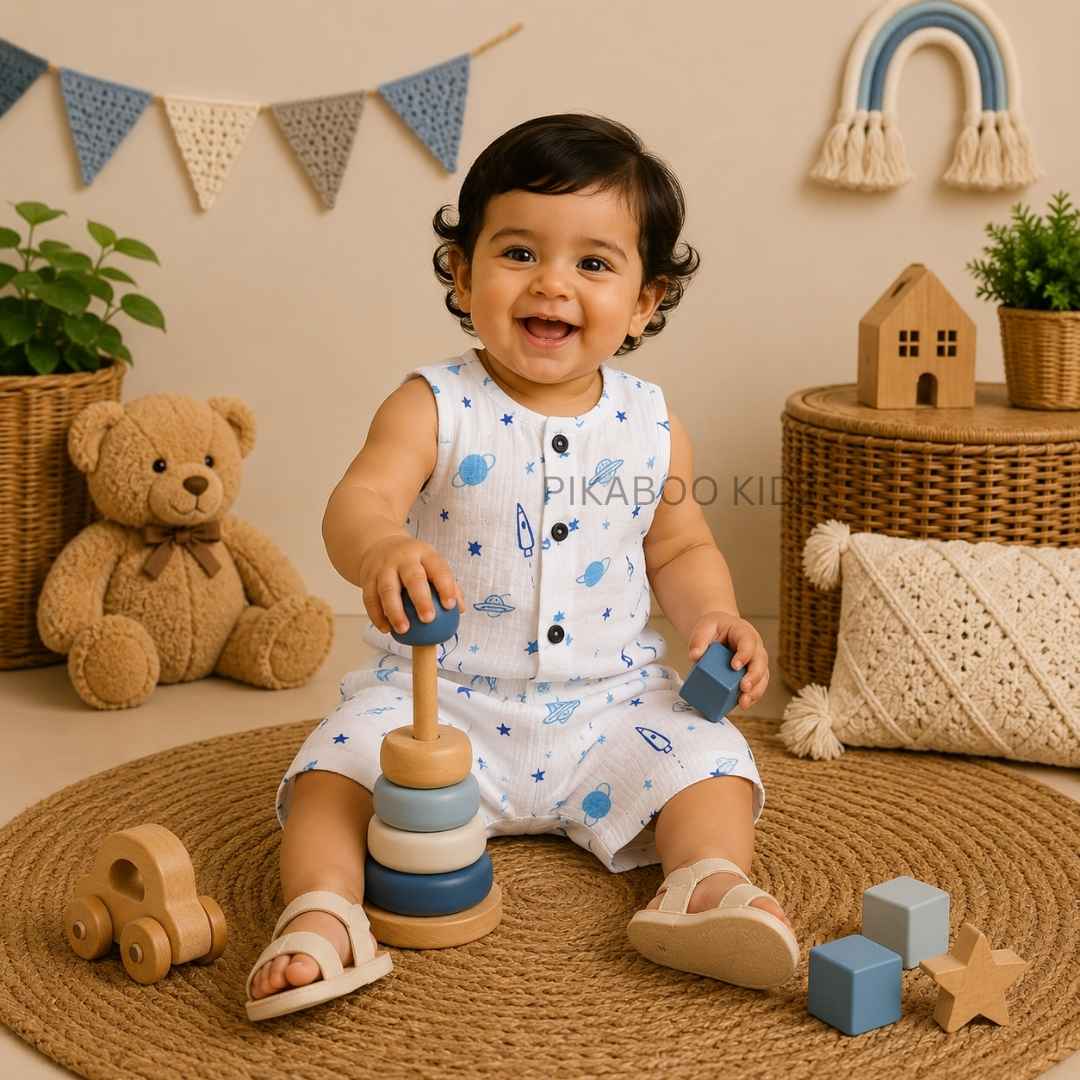 Muslin Vest & Shorts Set - Space