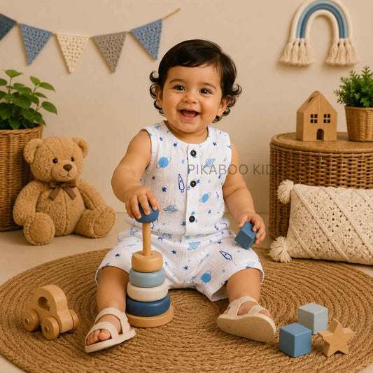 Muslin Vest & Shorts Set - Space