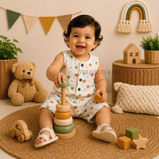 Muslin Vest & Shorts Set -Butterfly Colorful