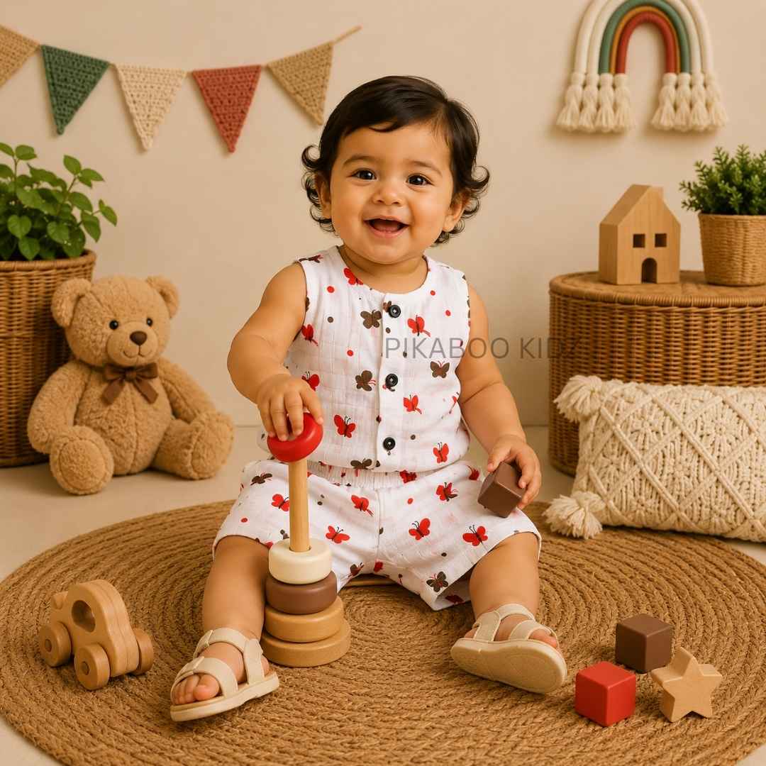 Muslin Vest & Shorts Set - Butterfly