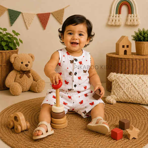 Muslin Vest & Shorts Set - Butterfly