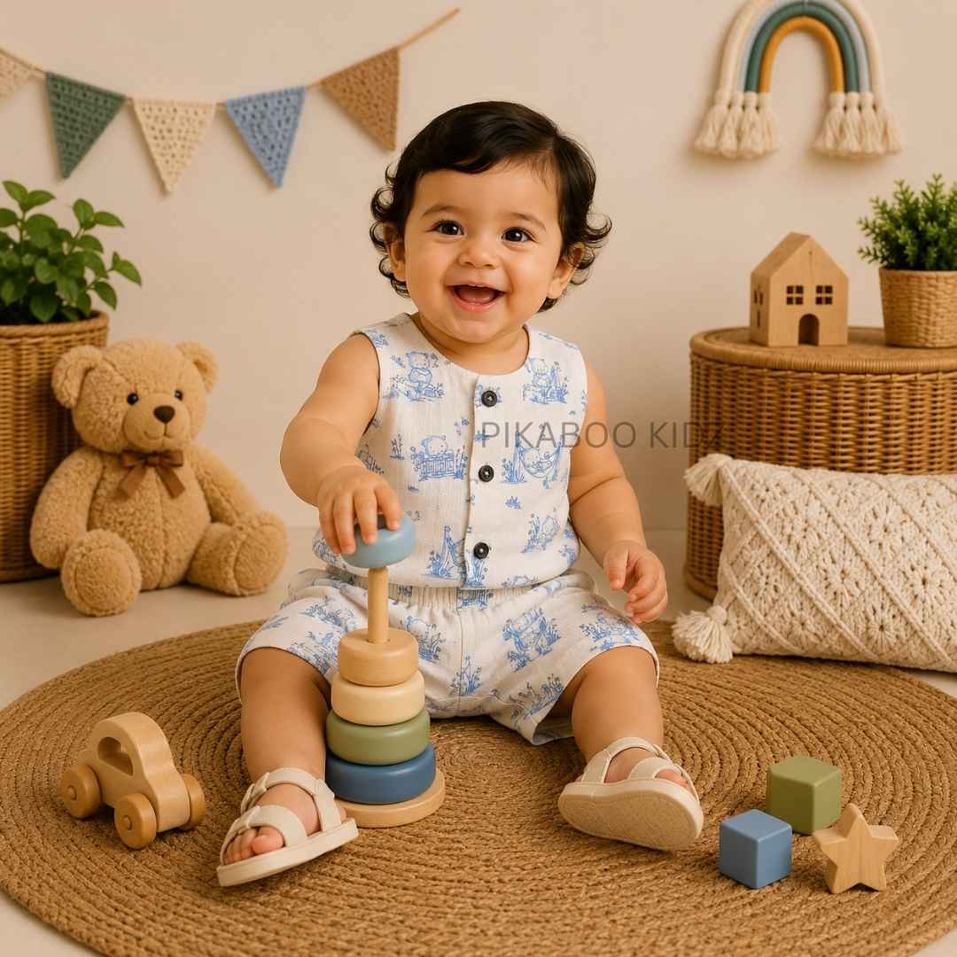 Muslin Vest & Shorts Set -Bear