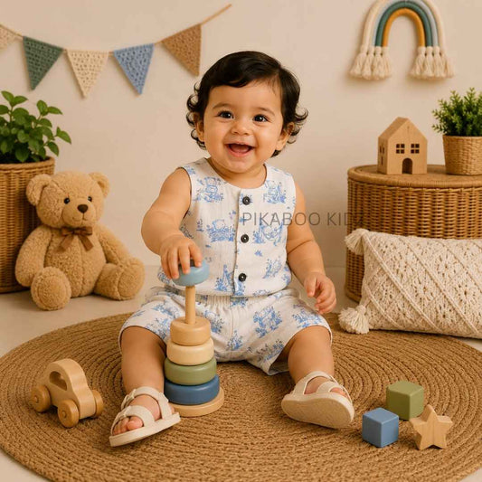 Muslin Vest & Shorts Set -Bear