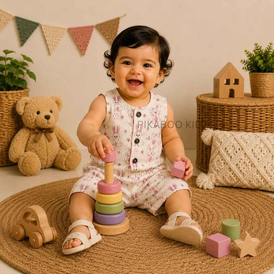 Muslin Vest & Shorts Set -Bunny