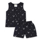 Muslin Vest & Shorts Set - Black hearts