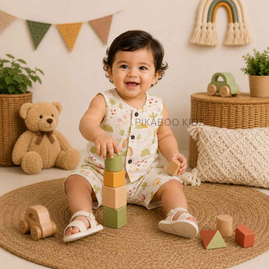 Muslin Vest & Shorts Set - Doodle