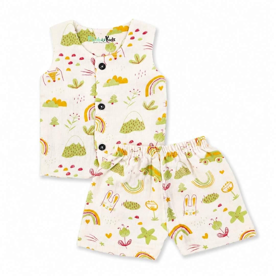 Muslin Vest & Shorts Set - Doodle