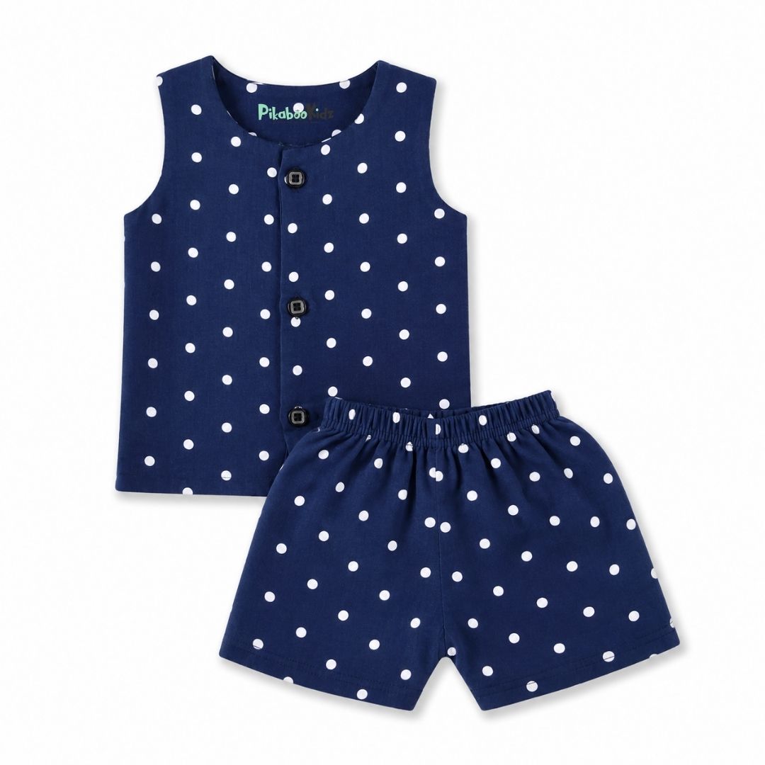 Muslin Vest & Shorts Set - Dots