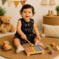 Muslin Vest & Shorts Set - Black hearts