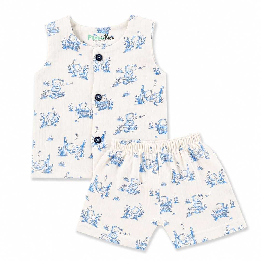 Muslin Vest & Shorts Set -Bear