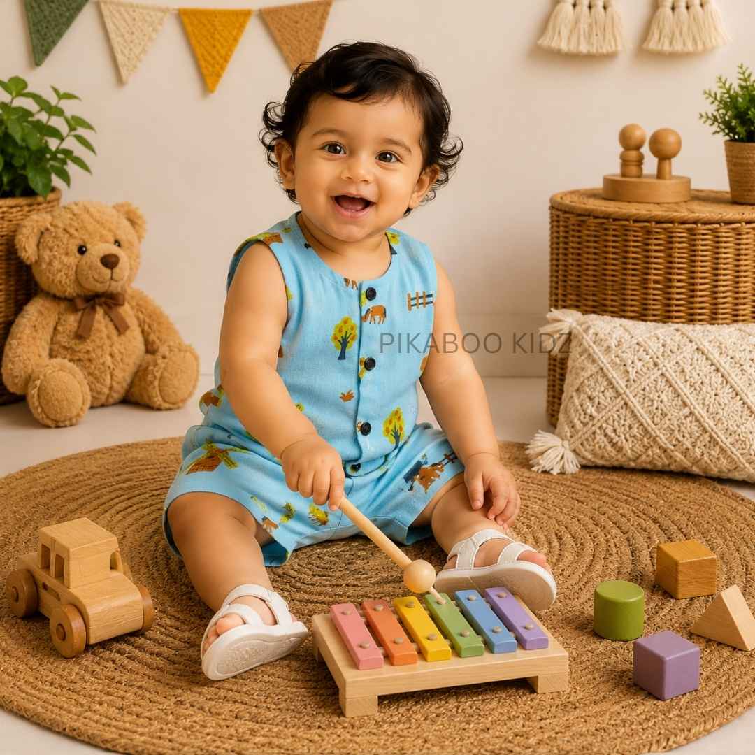 Muslin Vest & Shorts Set - SkyBlue