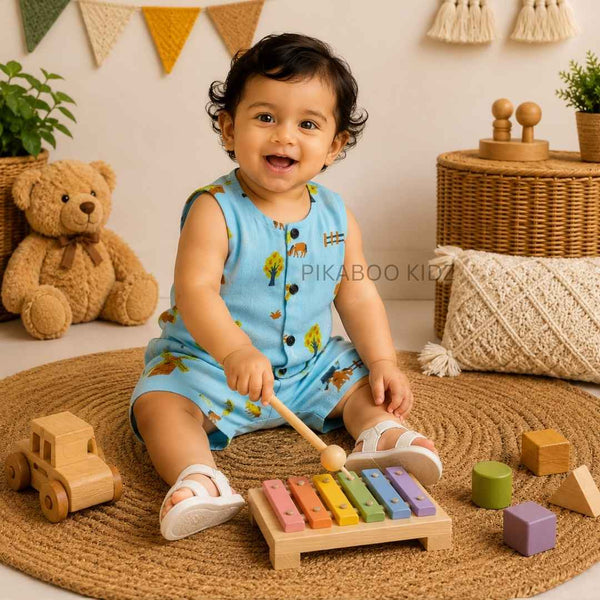 Muslin Vest & Shorts Set - SkyBlue
