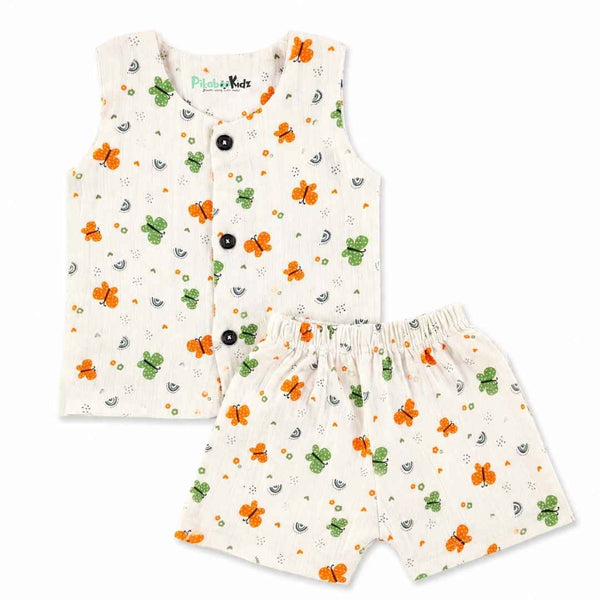 Muslin Vest & Shorts Set -Butterfly Colorful - alt view