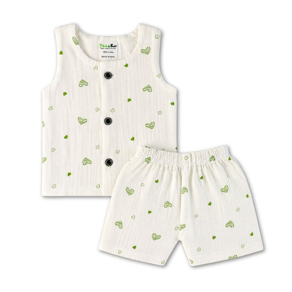 Muslin Vest & Shorts Set - Hearts - alt view