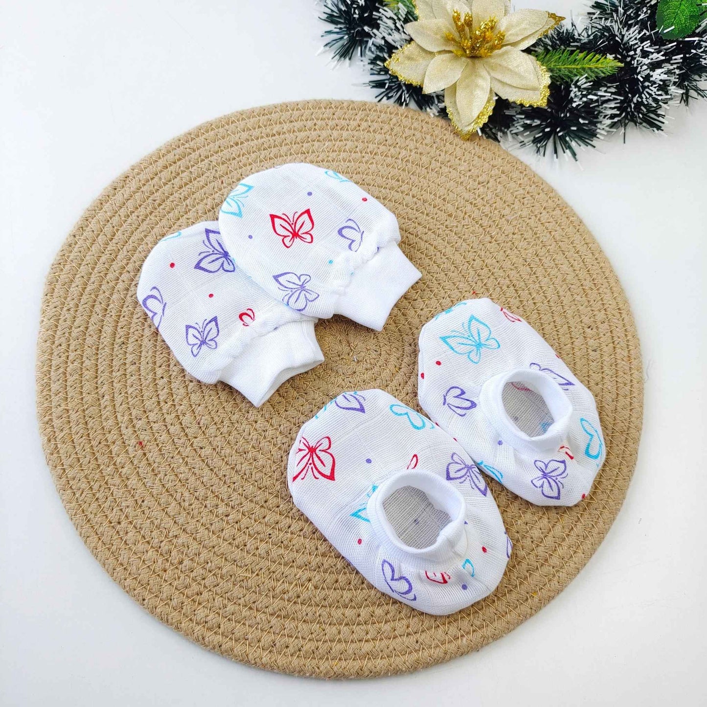 Muslin Mittens Booties Set – Butterfly