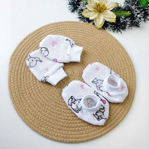 Muslin Mittens Booties Set – Elephants