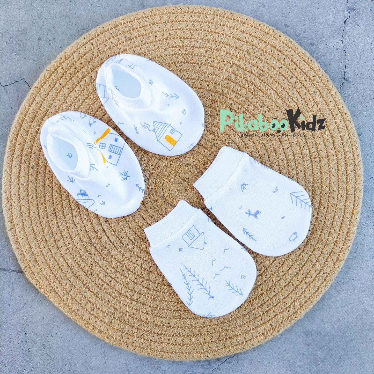 Mittens Booties Set – Farm Blue