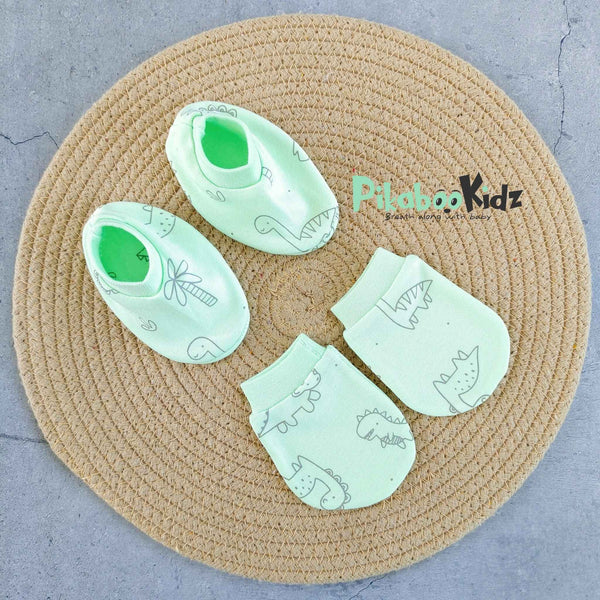 Mittens Booties Set – Green Dino