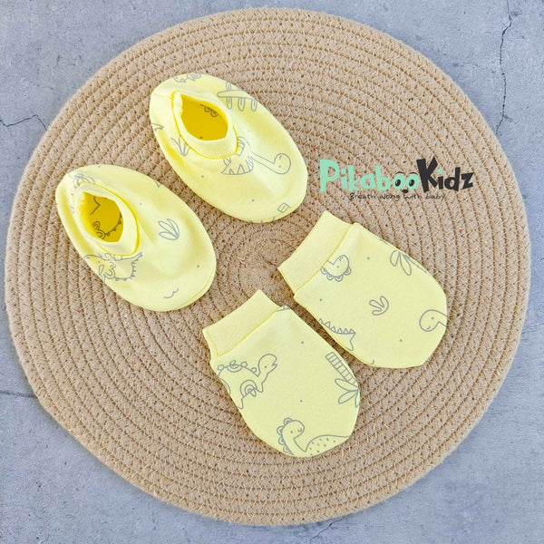 Mittens Booties Set – Yellow Dino