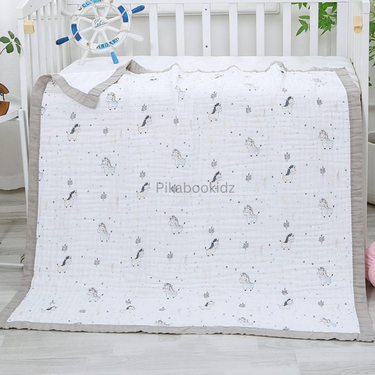 Muslin 6 layer Receiving Blanket - Grey