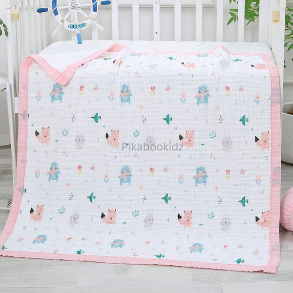 Muslin 6 layer Receiving Blanket - Tulip - alt view