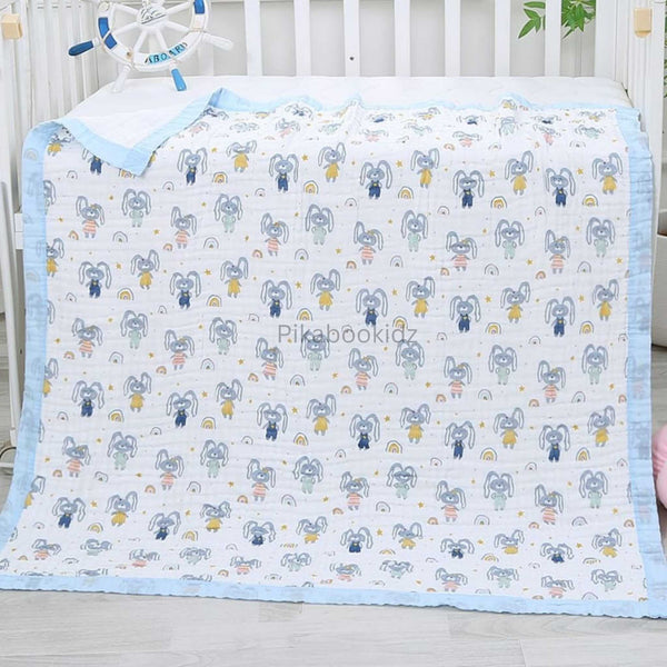Muslin 6 layer Receiving Blanket - Bunny - alt view