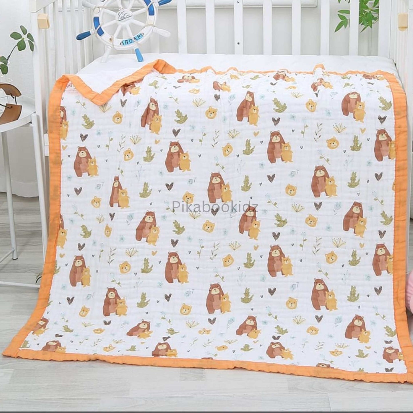 Muslin 6 layer Receiving Blanket - Bears